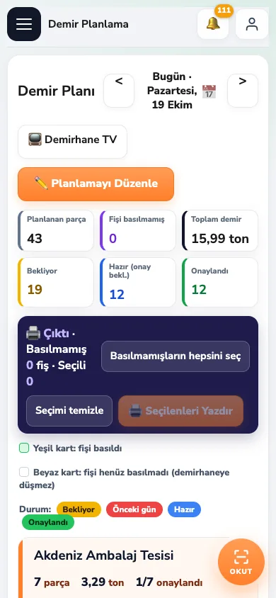Telefonda demir planı